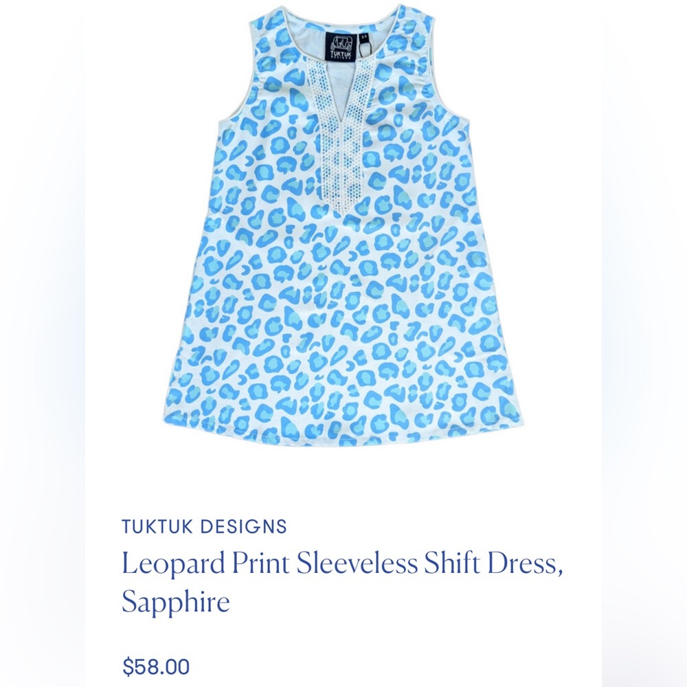 TukTuk Designs Leopard Print Sleeveless Shift Dress in Sapphire Size 9-10